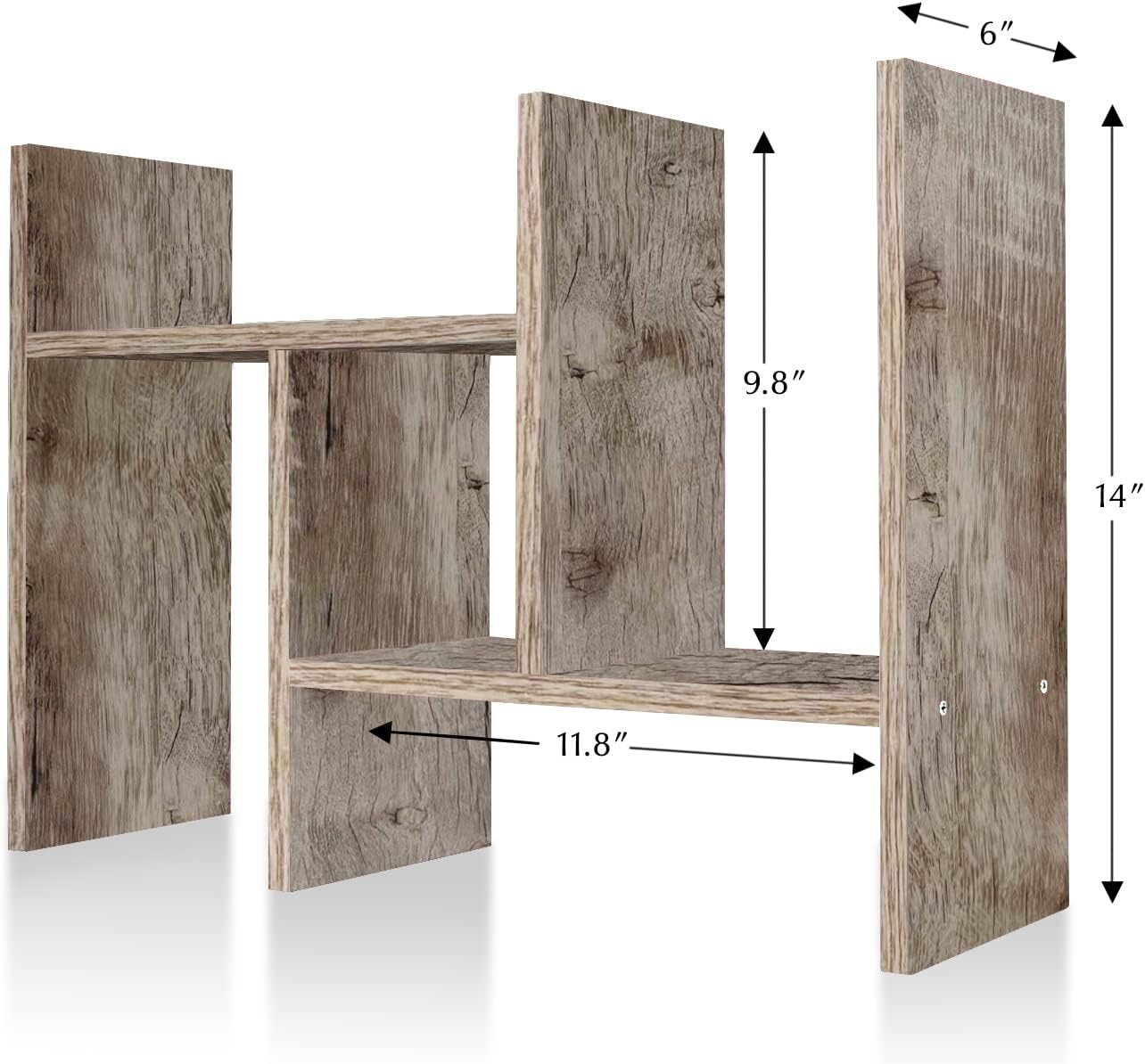 Jerry & Maggie - Desktop Organizer Office Storage Rack Adjustable Wood Display Shelf - Free Style Double H Display - True Natural Stand Shelf - Black - Image 3